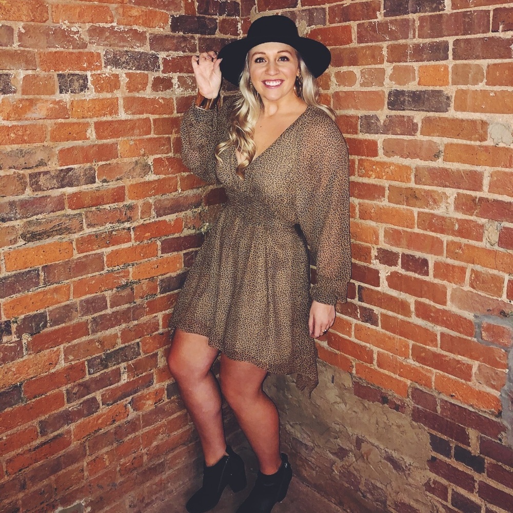 Long Sleeve Cheetah Print Dress